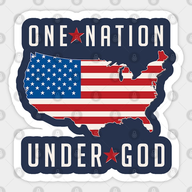 One Nation Under God United States USA Flag Sticker by figandlilyco